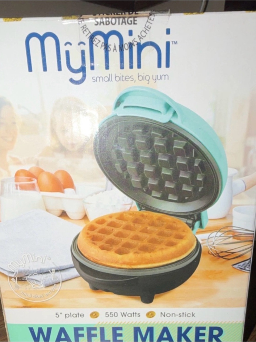 Mint Green Waffle Maker - Compact 5" Non-Stick Waffle Iron